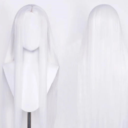 150cm wig Extra-long black and white cosplay center-parted wig anime 60 inch wig