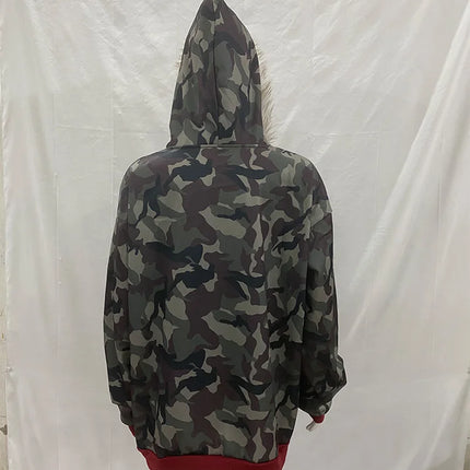 Winter Warm Camouflage Hoodie Women's Faux Fur Trim Zip-Up Sweatshirt Female  Oversized Streetwear Hooded Jacket 2026 New