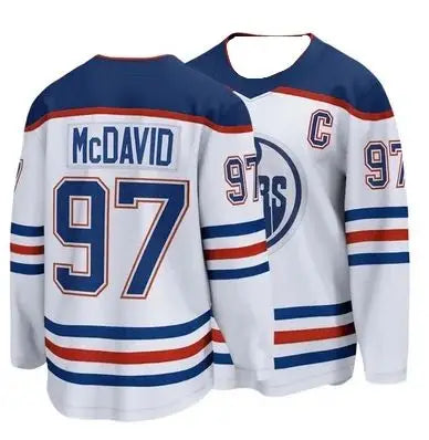New Hockey Jersey - White with Red/Black Accents "Bedard 98" Native American Head Logo Athletic Jersey 3d HD Prints Ideal Jersey