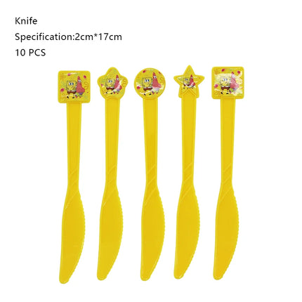 SpongeBob Birthday Party Decoration Aluminum Foil Balloon For Kid Event Supplies Disposable Tableware Banner Backdrop Gift