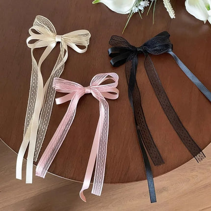 Fashion Bow Ribbon Hair Clips For Women Girls Lace Hairpins Barrettes Set Korean Bow Clips Party Hair Accessories Headwear Gifts
