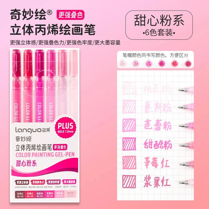150/6 Colors Colors Large Capacity Acrylic Gel Pen 1.0mm Painting Drawing Student Writing Pen Office School Supplies Stationery