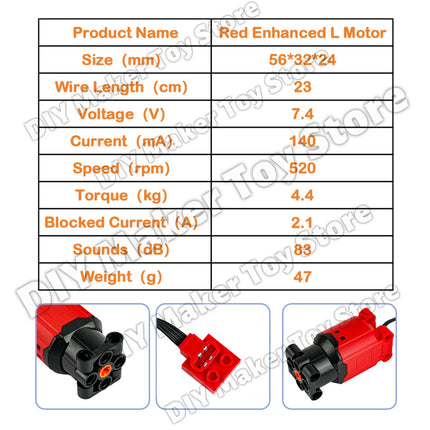 MOC L Motor Red Enhanced Plus Version Compatible with Building Blocks 88003 for Technology Car Power Modification 1/2/10/PCS