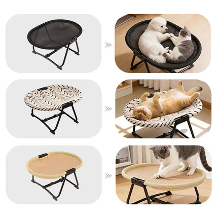 Foldable Pet Cot for Cats and Small Dogs, Elevated Dog Bed with Breathable Mesh, Portable Cat Hammock, Removable Washable Cover