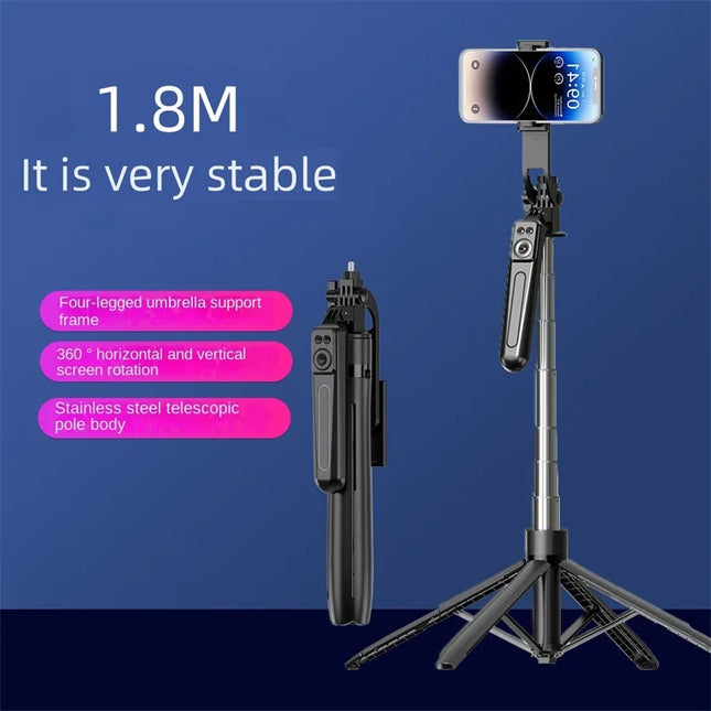 1800mm Bluetooth Wireless Selfie Stick Tripod Extendable Monopod Remote Shutter For iPhone Samsung Xiaomi Phone Holder