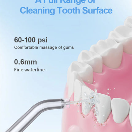 Portable Water Flosser Dental Oral Irrigator Teeth Cleaner 350ml 4 Modes Rechargeable IPX7 Waterproof for Travel Use