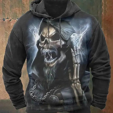Halloween Men's Hoodie Skull 3D Print Outdoor Hooded Autumn Casual Prints Front Pocket Hoodies Fall Designer Hoodies Sweatshirt