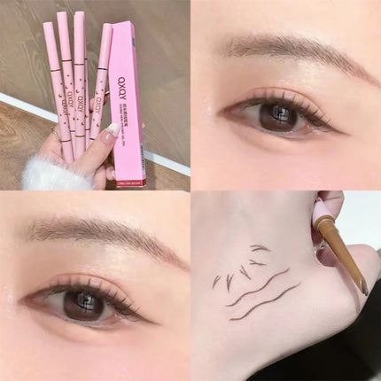 2 in 1 Punk Red Eyebrow Eyeliner GelPencil with Angled Brush Smudge-Proof Waterproof Smooth for Brow & Lying Silkworm Eye Makeup