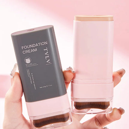 Concealing Foundation Stick 5 Shades With Built-In Brush,  Brighten Lightweight and Waterproof Formula Face Contour Stick Makeup