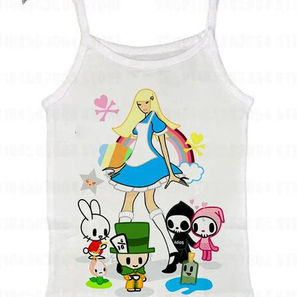 Y2k Style Emo Gothic Printing Fit Vest Emo girls Retro 90s Printing Women Clothing Fashion Casual Streetwear Tank Tops Summer