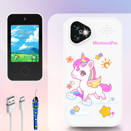Unicorn Kids Smart Phone Camera Toys Touchscreen Baby Mobile MP3 Player Digital Educational Camera for Girls Boys Aged 3-12