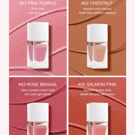 O.TWO.O Liquid Blusher 4 Colors Rose Pink Blush Long Lasting Natural Cheek Face Makeup Blusher High Pigment For Women Cosmetics