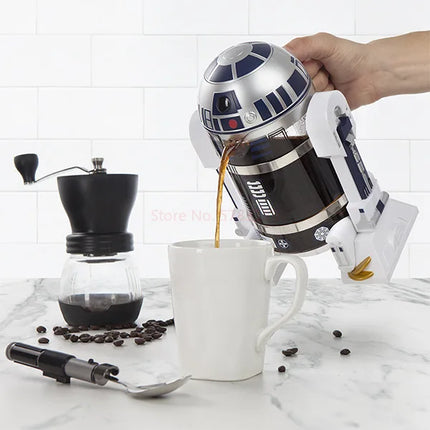 Star Wars R2-d2 960ml Moka Hand Coffee Maker Cartoon Robot Office Home Manual Thermal Stainless Steel Pressing Mini Coffee Pot