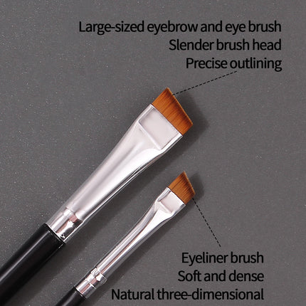 4pcs Ultra-thin Fine eyeliner and eyebrow Brush set, beginner's eye detail makeup brush + Mini Concealer finger powder puff