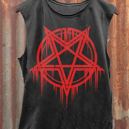 Neutral Tank Retro Satan Curse Sheep 3D Printed Tank Top Punk Style Street Fashion Casual Men's Tank Top Plus Xs-5XL