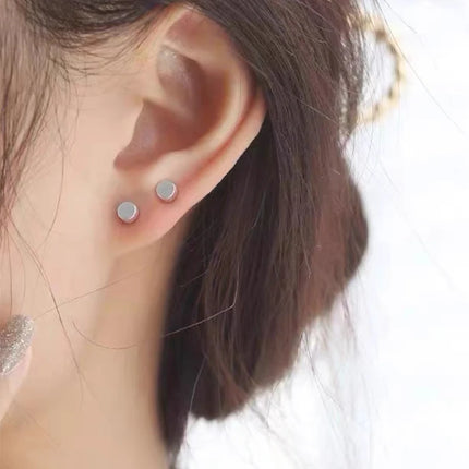 2Pcs/1Pair Gothic Stainless Steel Screw Dumbbell Stud Earrings For Women/Men Hip Hop Rock Hypoallergenic Punk Jewelry