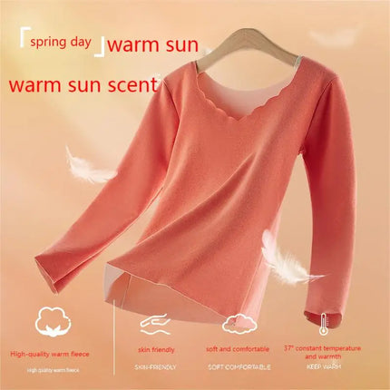 Velvet Long Johns Solid Thermal Underwear Sets Winter Women Clothes Warm Lingerie Long Sleeve Trousers 2 Pieces Thermal Pants