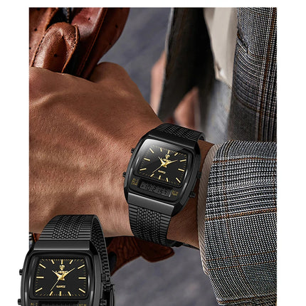 LIEBIG Luxury Dual Display Time Quartz Watches For Men Women Fashion Outdoor Sports Week Waterproof Digital Wristwatches Relojes