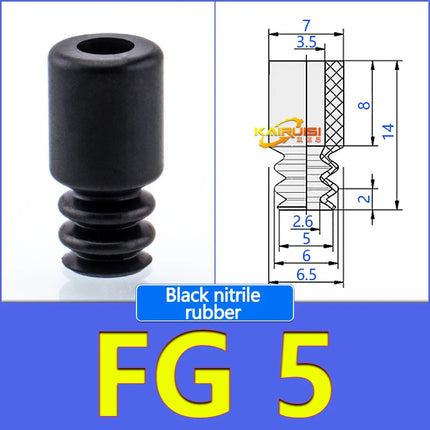 5Pcs FG Series Corrugated vacuum suction cup Imported silicone and nitrile rubber materials FG-3/7/9/12/14