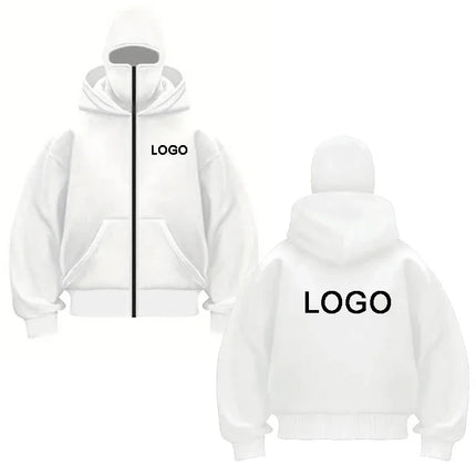 Customized Double-hooded Zipper Hoodies Men Personality Printed Long Sleeve Zip Up Sweatshirts Women Ninja Mask Pullovers Jacket