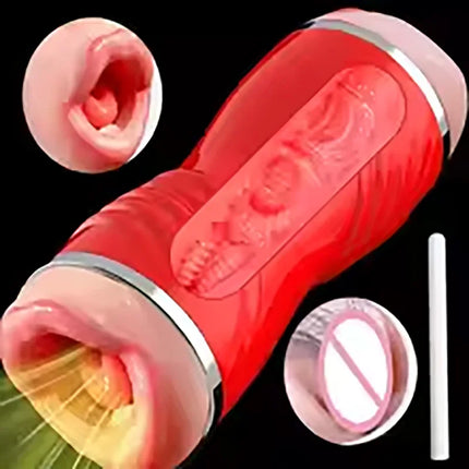 2 IN 1 Realistic Artificial Vagina for Men Masturbator Cup Deep Throat Blowjob Massager Pocket Pussy Erotic Penis Adult Sex Toys