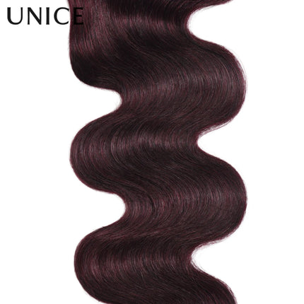 UNice Black Cherry Body Wave 4x4 Lace Closure 1PC Free Part 100% Human Hair Closure 14-20 Inch