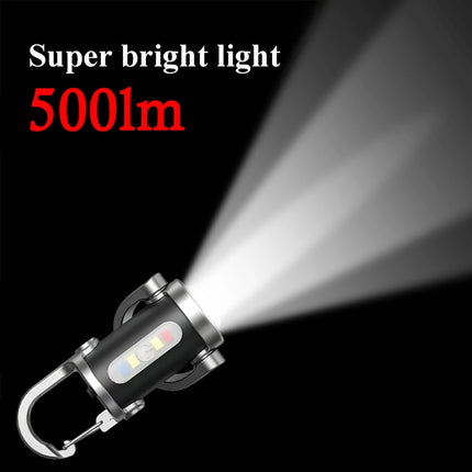 Rechargeable LED Keychain EDC Light Mini Handheld Flashlights Waterproof Work Lantern for Outdoor Camping Fishing Emergency