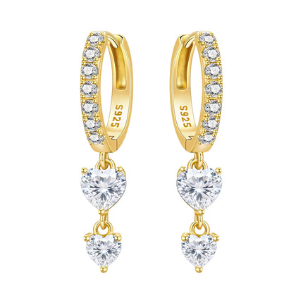 Original 2026 S925 Sterling Silver Zircon 18K Gold Lining Vintage Hoop Earrings for Women Birthday Party Wedding Gift Jewellery