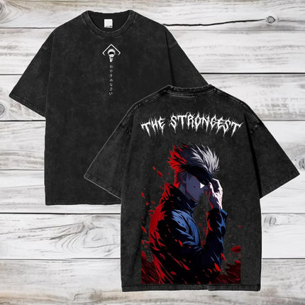 Gojo Satoru Jujutsu Kaisen T Shirt Men Women Tshirt Washed Cotton T-shirt Clothing Summer Short Sleeve Oversized Tees Streetwear