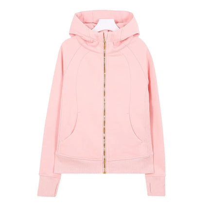 Lulu Original Label Scuba Autumn Winter Slim Fit Fleece Lined Open Cardigan Full Zip Hoodie Casual Long Sleeve Sweatshirt