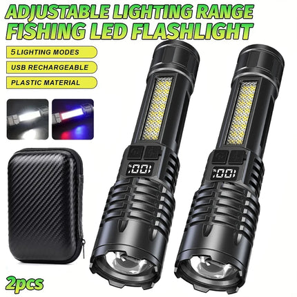 High Power Rechargeable Led Flashlight Very Strong Led Flashlight With Built-in Battery Torch For Fishing Hunting Camping Lanter