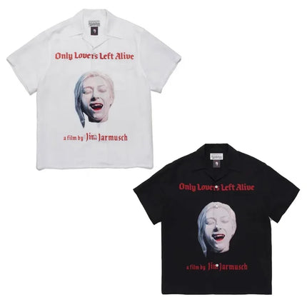 Film Character Printing Hip Hop Wacko Maria Shirt Men Women Loose High Street Top Black White Short Sleeve Shirts