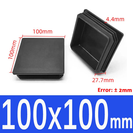 Black Plastic Square Oblong Pipe Plug 13x13mm~100x100mm Insert Table Chair Furniture Foot Cover Anti Slip Blanking End Cap