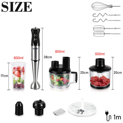 10 in 1 Multi Blender Stainless Steel  Food Processor Vegetable Cutter Meat Grinder Chopper Whisk 800W Food Mixer Juicer Sonifer