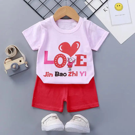 Boutique Clothing New Children's Short-sleeved Shorts Suit Summer Baby Boys Girls T-shirt Two-piece Set 0-1-2-3-4 Years Old