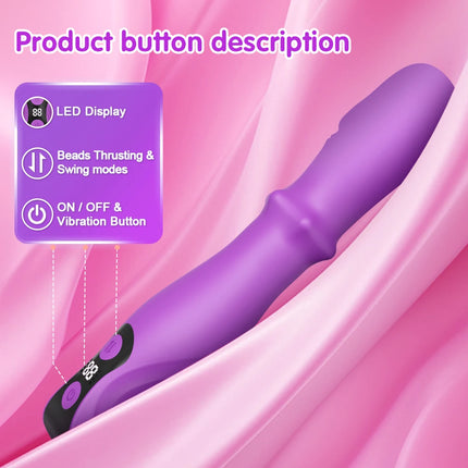 3 in 1 Telescopic Swing Vibrator Women Clitoris G Spot Stimulator Thrusting Beads Dildo Female Masturbation Adult Sex Toys