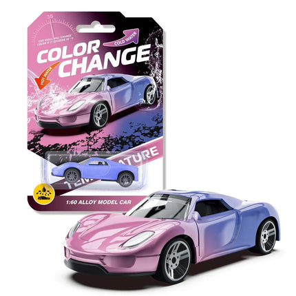 Mini Car Inertia Pull Back 1:64 Alloy Racing Toy with Temperature Sensitive Color Changing Magic Crash-Resistant Fun Gift