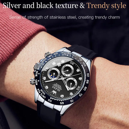 OLEVS 2875 Fashion Men's Watch Luxury Original Moon Phase Calendar Wristwatch Chronograph Luminous Waterproof Watch For Men