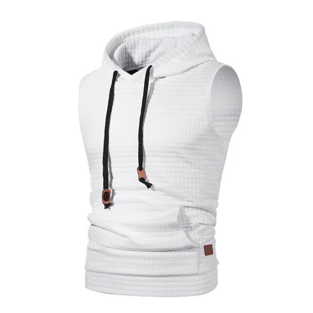 Fashionable New Men's Vest Hooded Sleeveless Solid Color Casual Slimming Smooths Your Silhouette Tank Top Three Colors