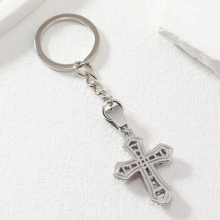 Street 1pc Shiny Rhinestone Cross Charm Gorgeous Keychain