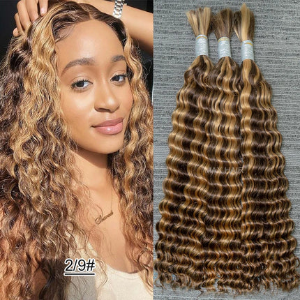 Deep Wave Hair Bulk For Boho Braids 100% Human Hair Extensions No Weft Pure Color Curly 12A Vietnamese Hair 30 inch Bundle
