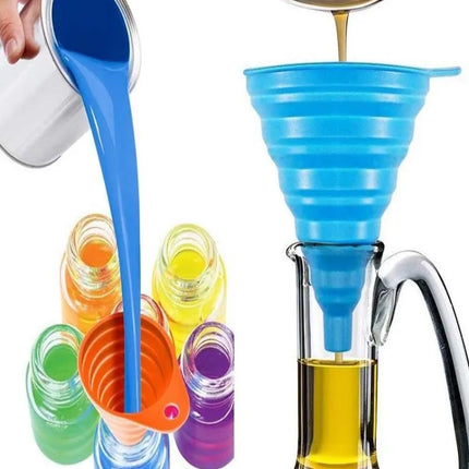 3 pc Silicone Collapsible Foldable Funnel Household Kitchen Cooking Tools Portable Wine Mini Portable Oil Pot Funnel