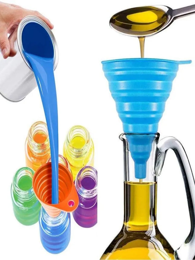 3 pc Silicone Collapsible Foldable Funnel Household Kitchen Cooking Tools Portable Wine Mini Portable Oil Pot Funnel