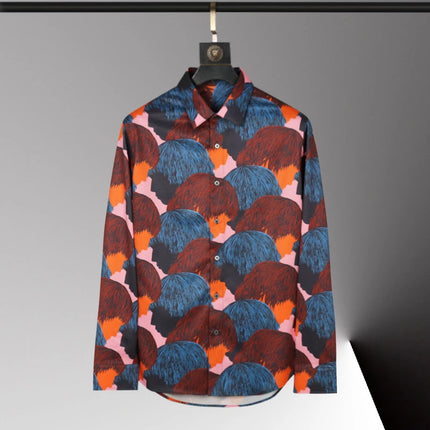 Men's shirt 3D printed geometric pattern men's shirt long-sleeved lapel casual top outdoor shopping shirt large size xs-6xl