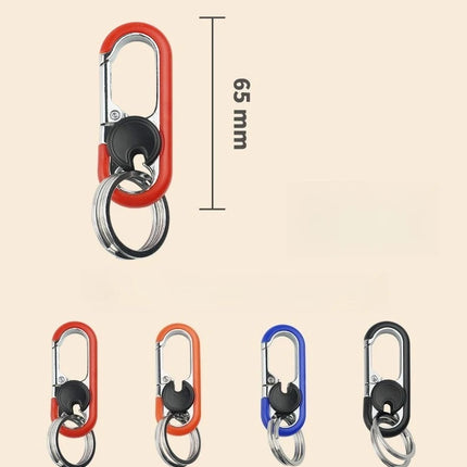1/4Pcs Rotatable Lock Carabiner Keychain Metal Double Ring Anti-Lost Key Holder Quick Release Key Ring Pendant for Men