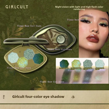 Girlcult compendium Eyeshadow 4 Color Chameleon Smoke Shimmer Glitter Eyeshadow Highly Pigmented Eye Palette Natural Colors