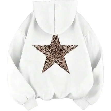 Star Graphic Hoodies Y2k Leopard Print Hooded Sweatshirt Cheetah Hoodie Fashion Casual HipHop Sweatshirt Harajuku Unisex