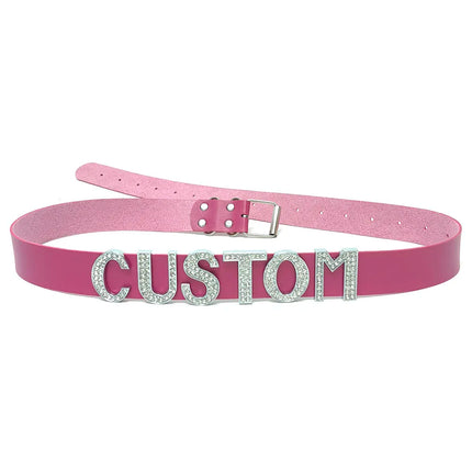 Sexy Punk Leather Customized Rhinestones Letters Waist Belt Belly Chains DIY Personalized Name Waistband Cosplay Body Jewelry