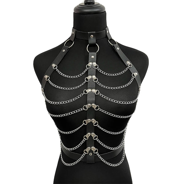 Sexy Chest Harness Leather Lingerie Erotic Body Harness Women Mature Suspenders Garter Belt BDSM Harness Fetish Underwear Bondage