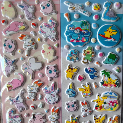 new 4pcs Pokemon 3D Bubble Stickers Set Cute Reward Puffy Decal Stationery Supplies Decoration Decal for Kids Creative DIY Gift